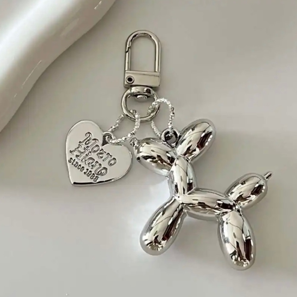 Cartoon Balloon Dog Couple Keychains Key Ring Women Men New Bling